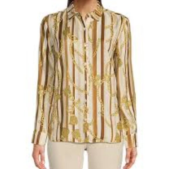 J.McLaughlin Denver Silk Point Collar Long Sleeve Size S - Picture 1 of 4